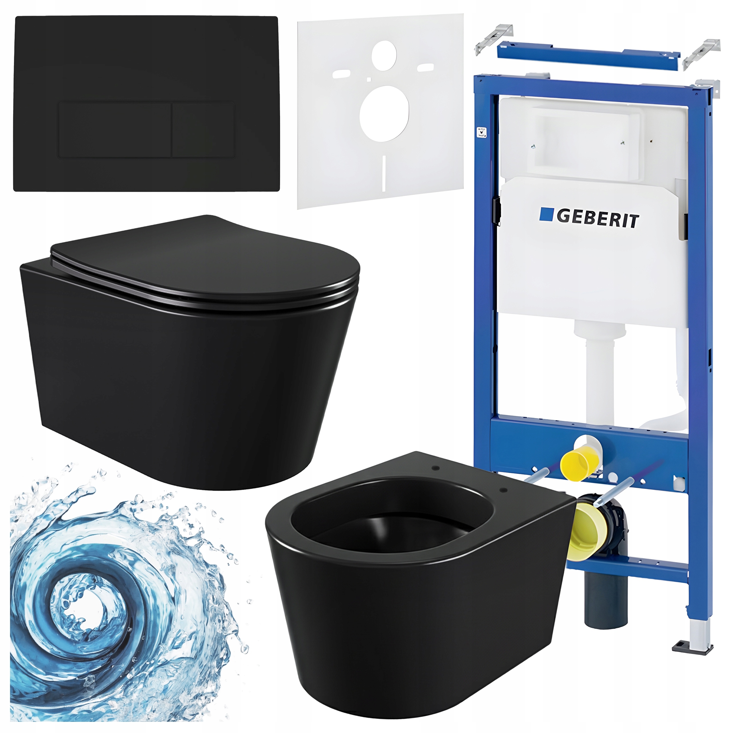 Zestaw Podtynkowy Wc Stelaż Geberit Duofix ELITE-MTB-03 Przycisk Czarny Mat
