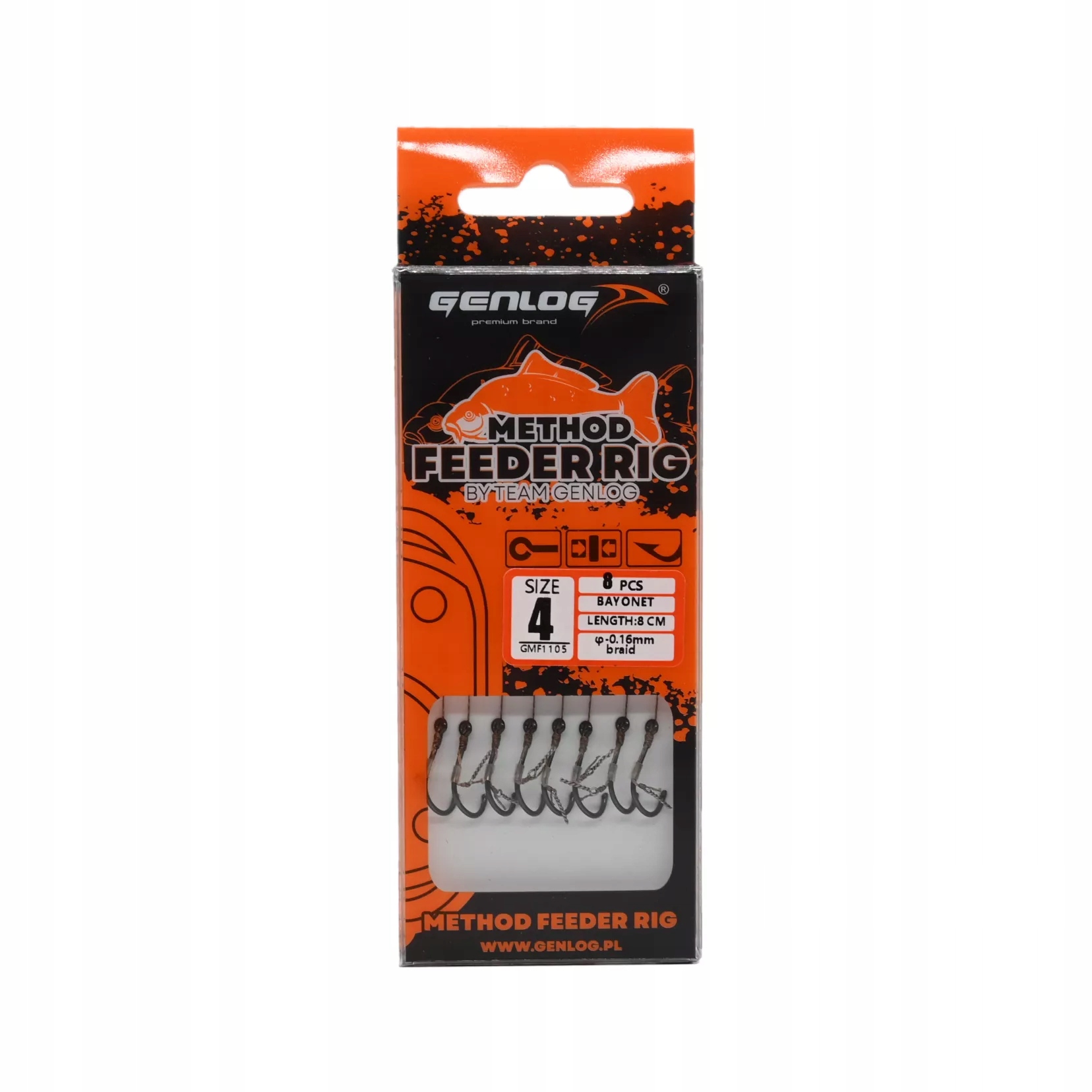 Przypony Method Feeder Rig z Bagnetem Genlog hak 4 plecionka 0,16mm 8cm