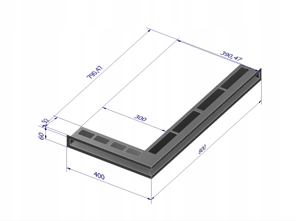 KRATKA KOMINKOWA Kratki WENTYLACYJNA LUFT NAROŻNA 800x400x60 2 SZT CZARNA Kolor dominujący czarny