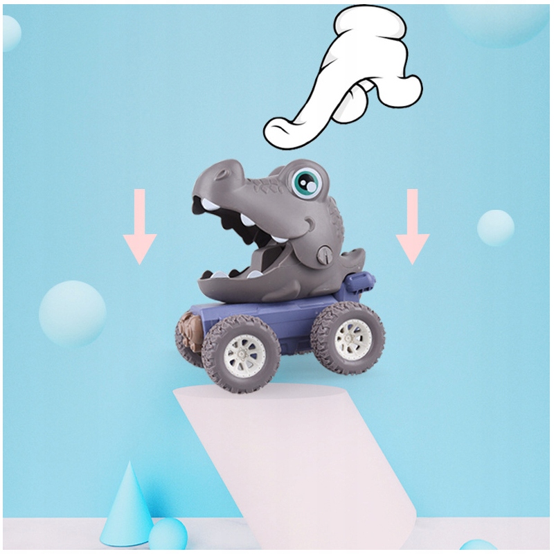 SAMOCHÓD DINOZAURA SAMOCHODZIKI DLA DZIECI,plastik Kolor dominujący odcienie niebieskiego