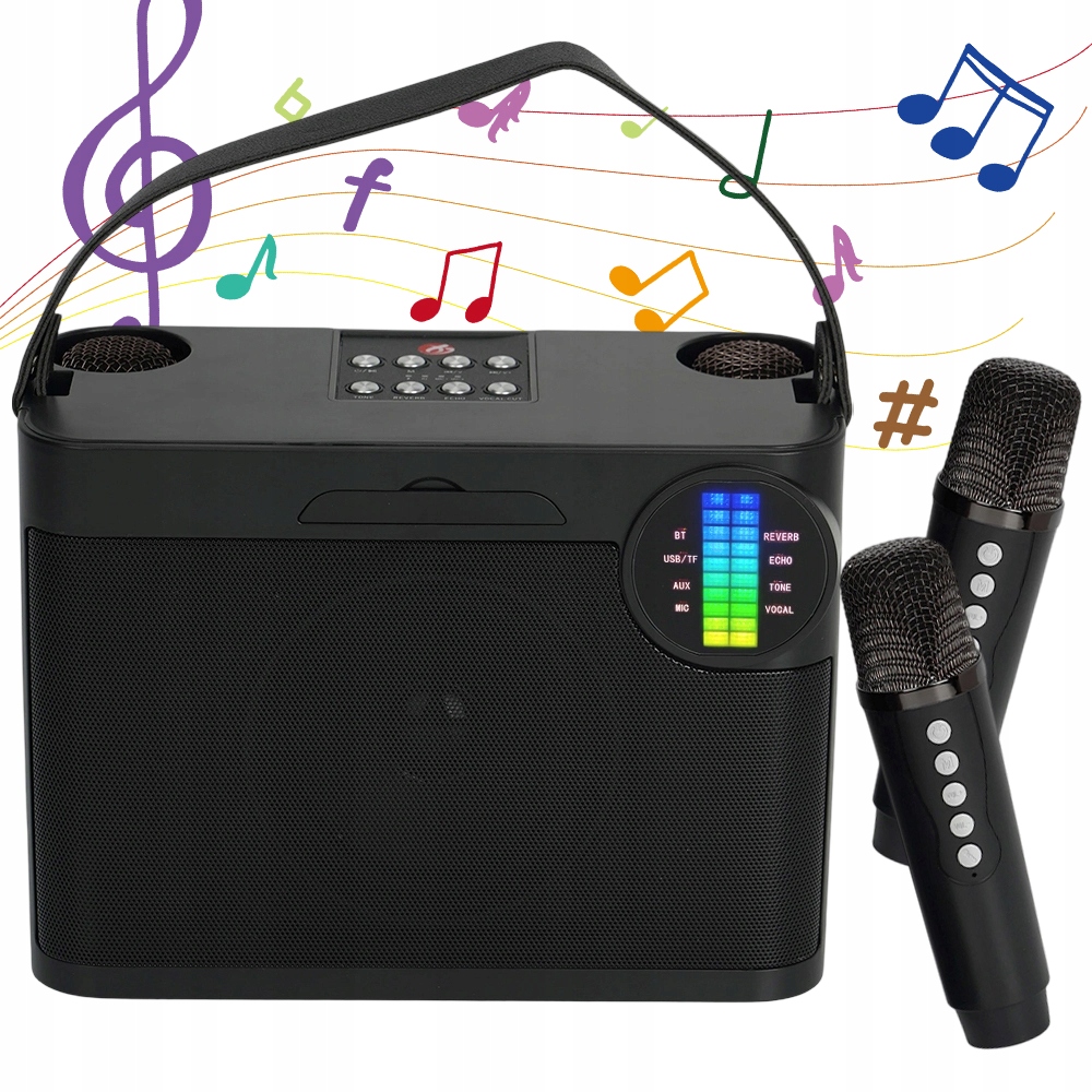 Přenosný Bluetooth Karaoke Reproduktor Dva Mikrofony Mini Jack Dárek