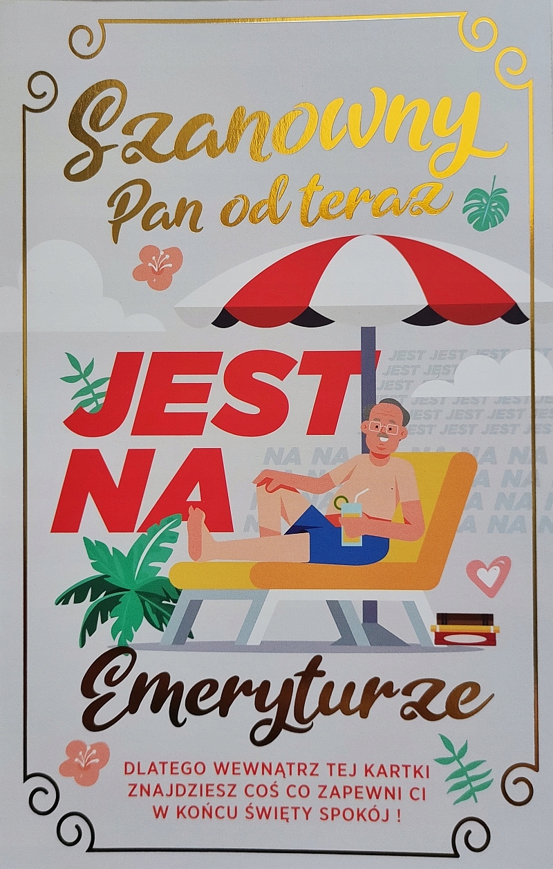 

Kartka z zawieszką Emerytura dla Emeryta