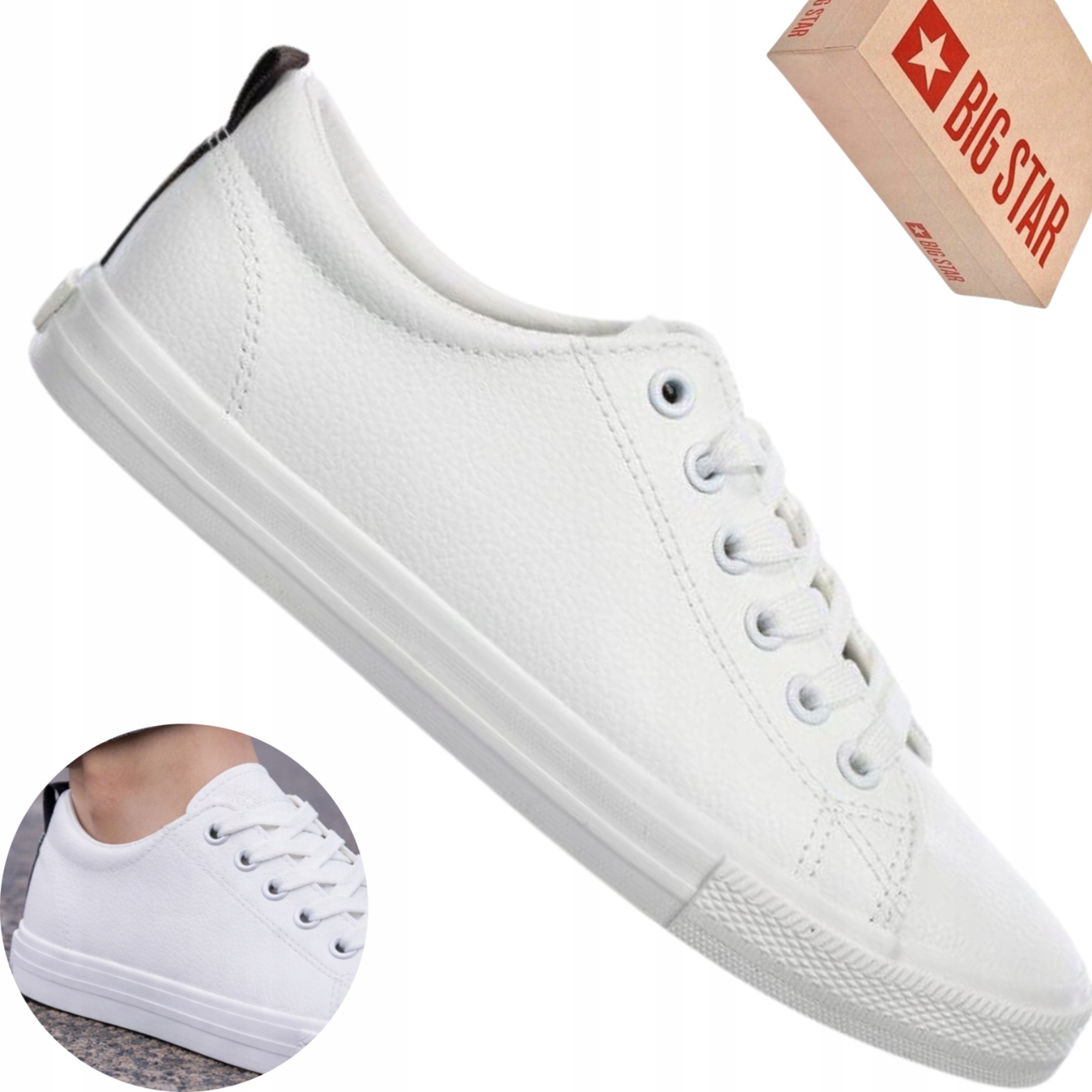 Sneakersy damskie Big Star TT274960 białe eko skóra klasyczne