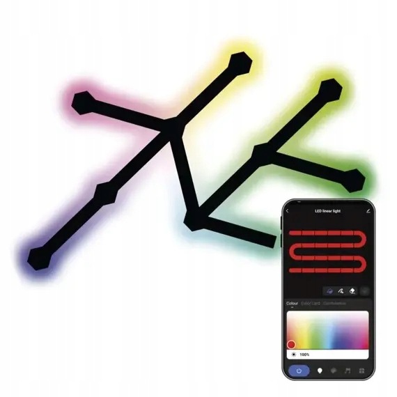 Emos GoSmart Led svítidlo Lines černé, 9 dílů, 34 W, Rgbic stmívatelné, WiF