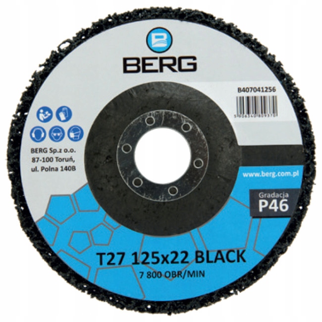 Tarcza z włókniny czyszczącej 125x22MM Black Berg T27