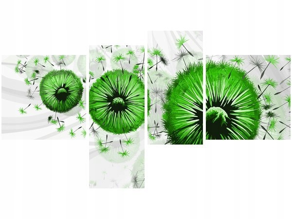 100 55cm Obraz 4 elem Zielone dmuchawce 5 płótno druk