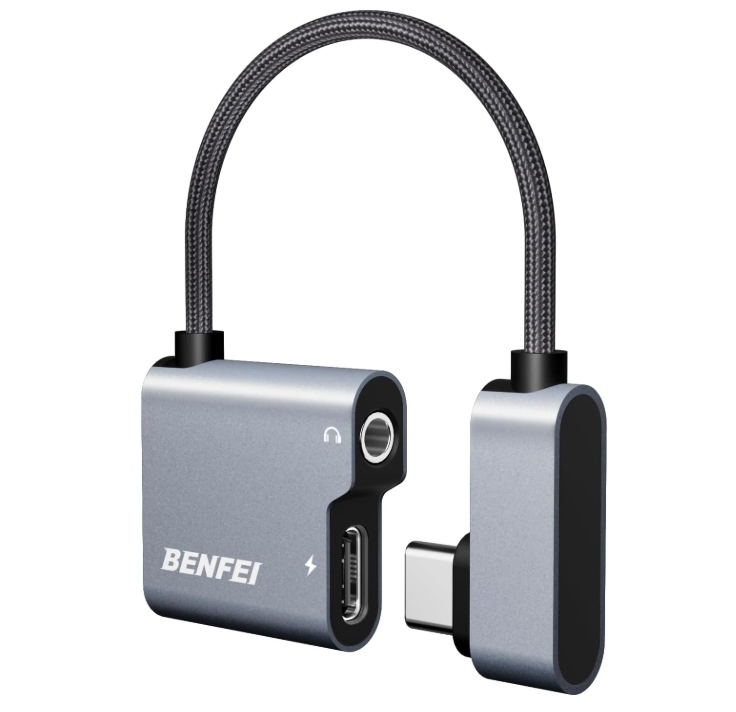 BENFEI 000361grey Adapter USB-C Na Jack 3,5 mm Z Ładowaniem PD 60 W OUTLET