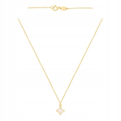 Zlatý řetízek 585 jetel s bílou Perleťovou Hmotou 42 cm dárek 0.80 g