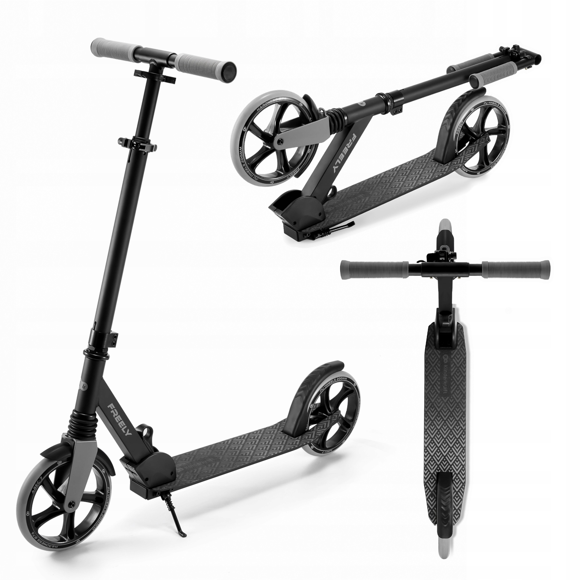 Hulajnoga miejska dla dzieci składana do 100 kg Freely Kinderkraft Czarna