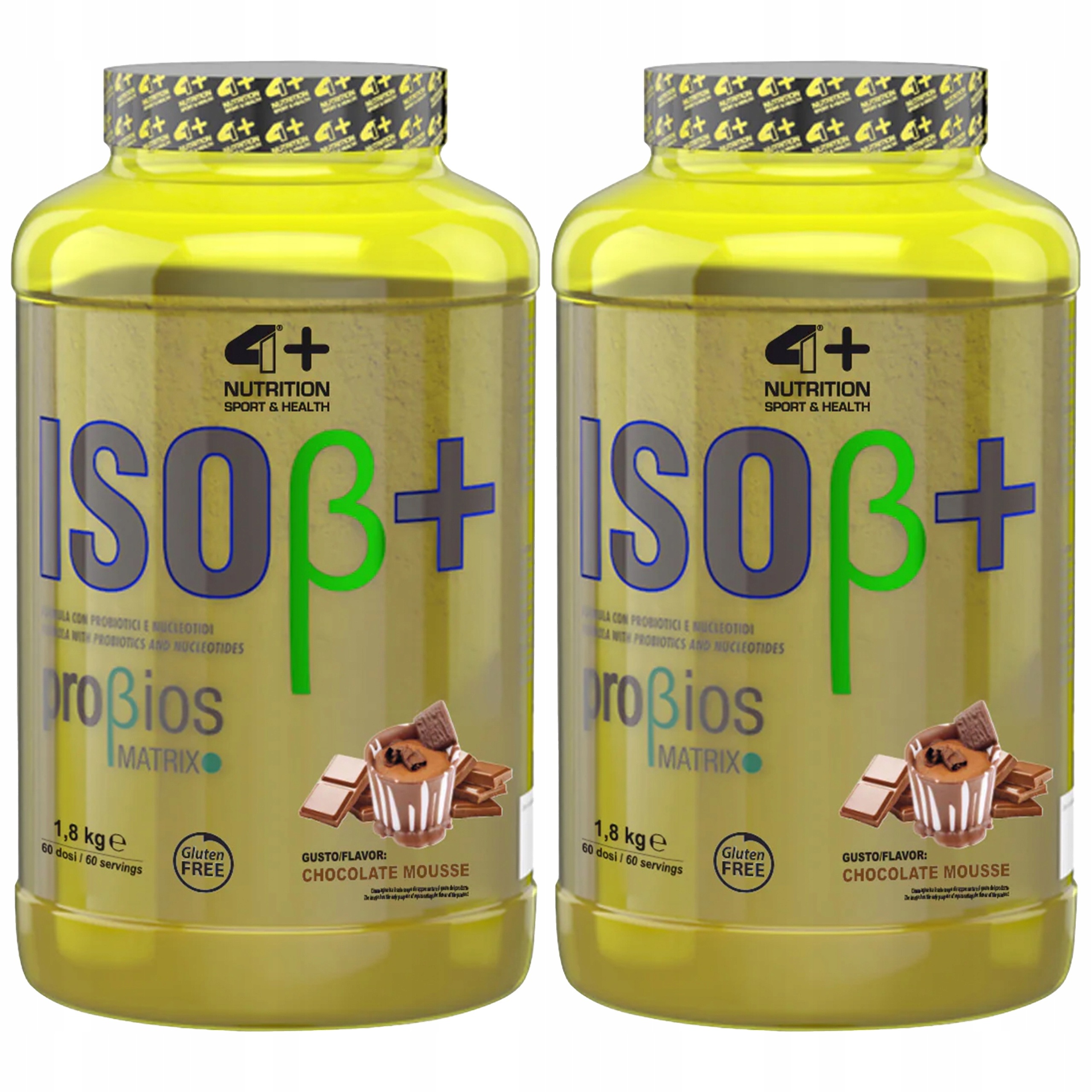 2x Bílkoviny Syrovátkový izolát Probiotika 26 g Bílkoviny 1800 g 4+ Nutrition