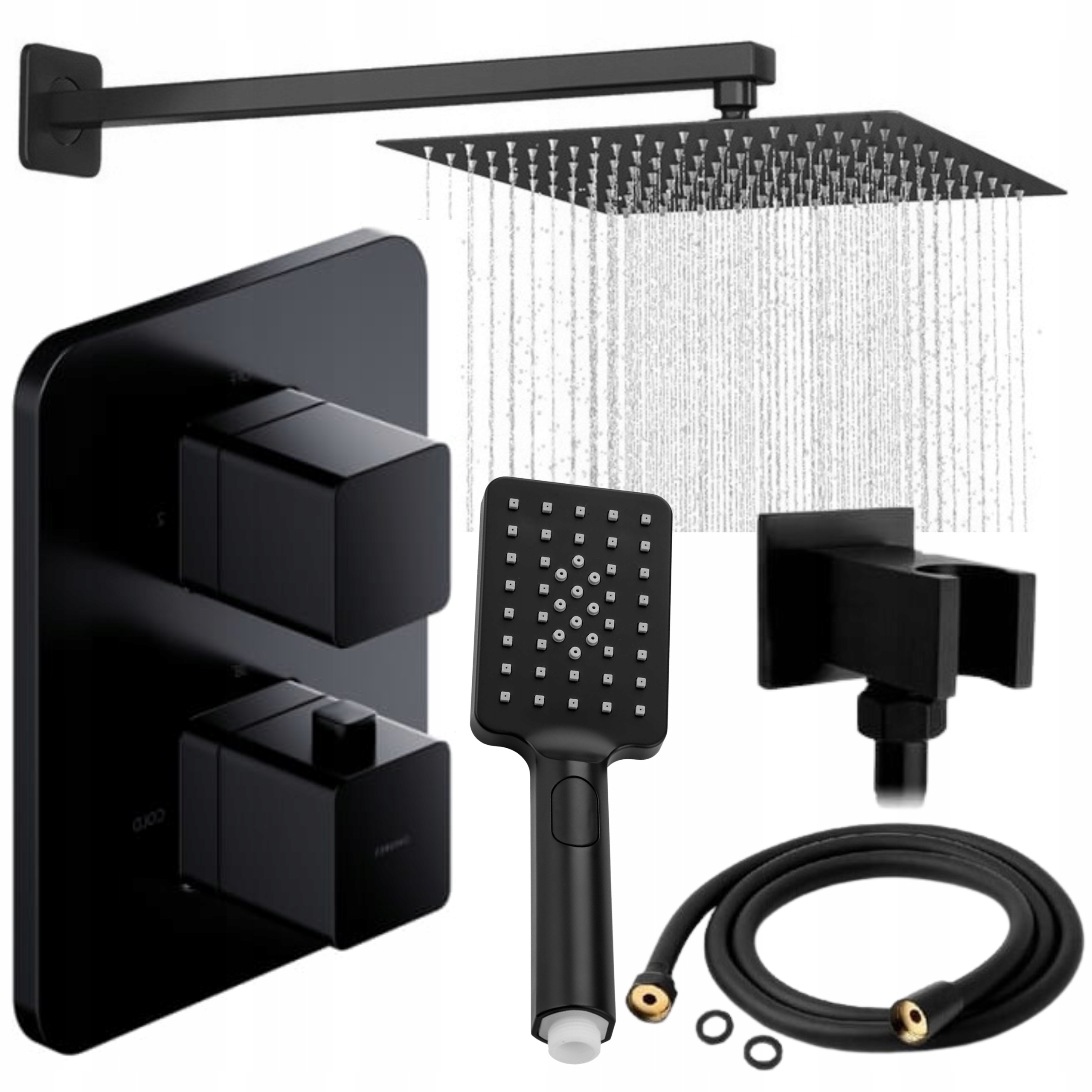 Bateria Podtynkowa Z Termostatem Omnires Zestaw Podtynkowy Czarny Slim 25