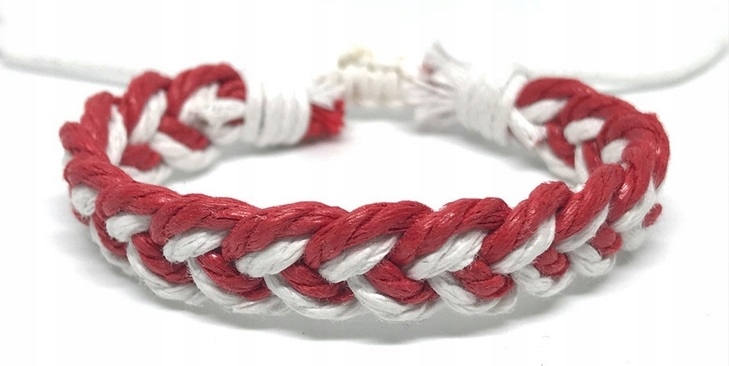 

N52 Bransoletka Męska Regulowana Zaplatana Czerwon