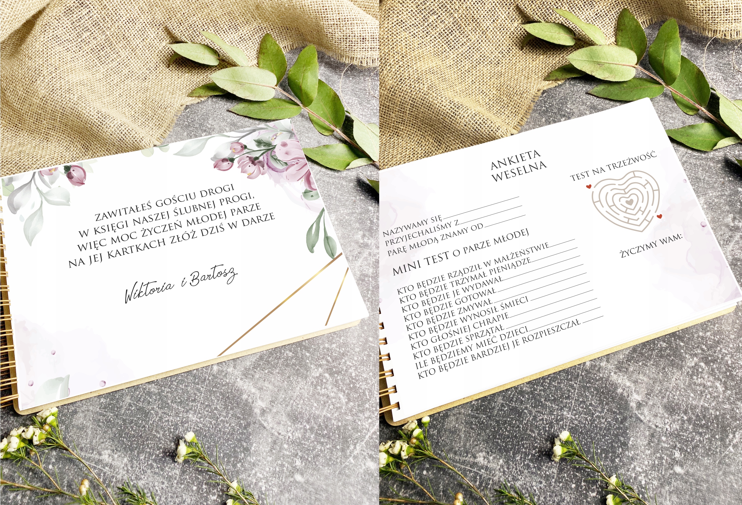 KSIĘGA GOŚCI Z ANKIETAMI NA ŚLUB BIAŁE KARTKI A4 Rodzaj księgi