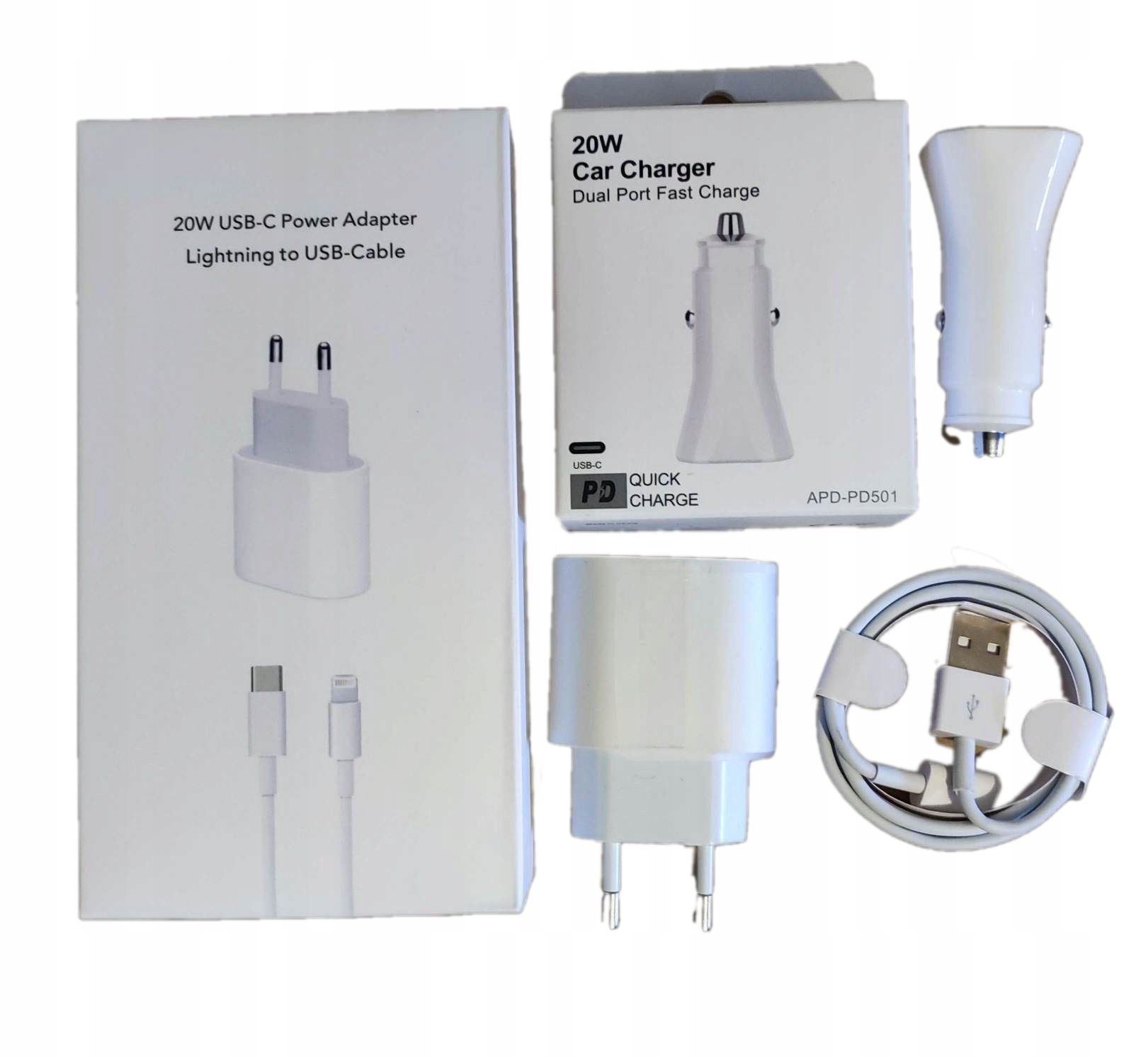 ŁADOWARKA SAMOCHODOWA USB C 20W DO IPHONE +WTYCZKA