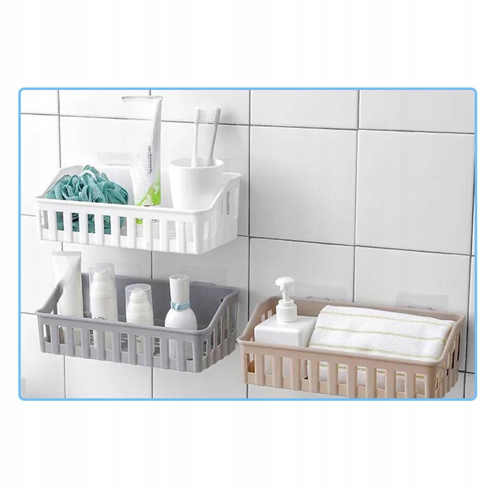 PÓŁKA ŁAZIENKOWA MONTOWANA NA ŚCIANIE KOSZ DO PRZECHOWYWANIA