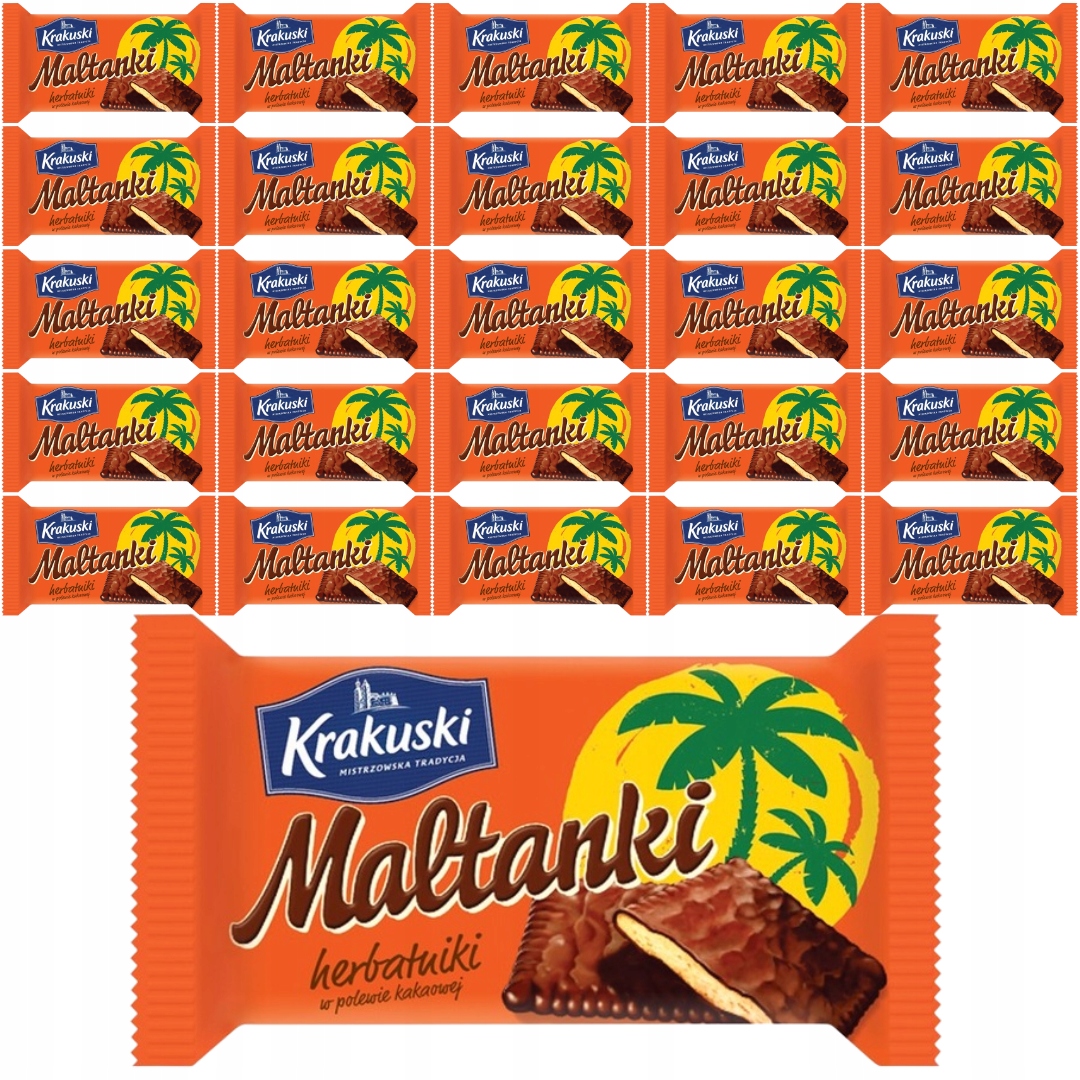Levně Krakuski Maltanky Sušenky v kakaové polevě 80 g x 25 kusů