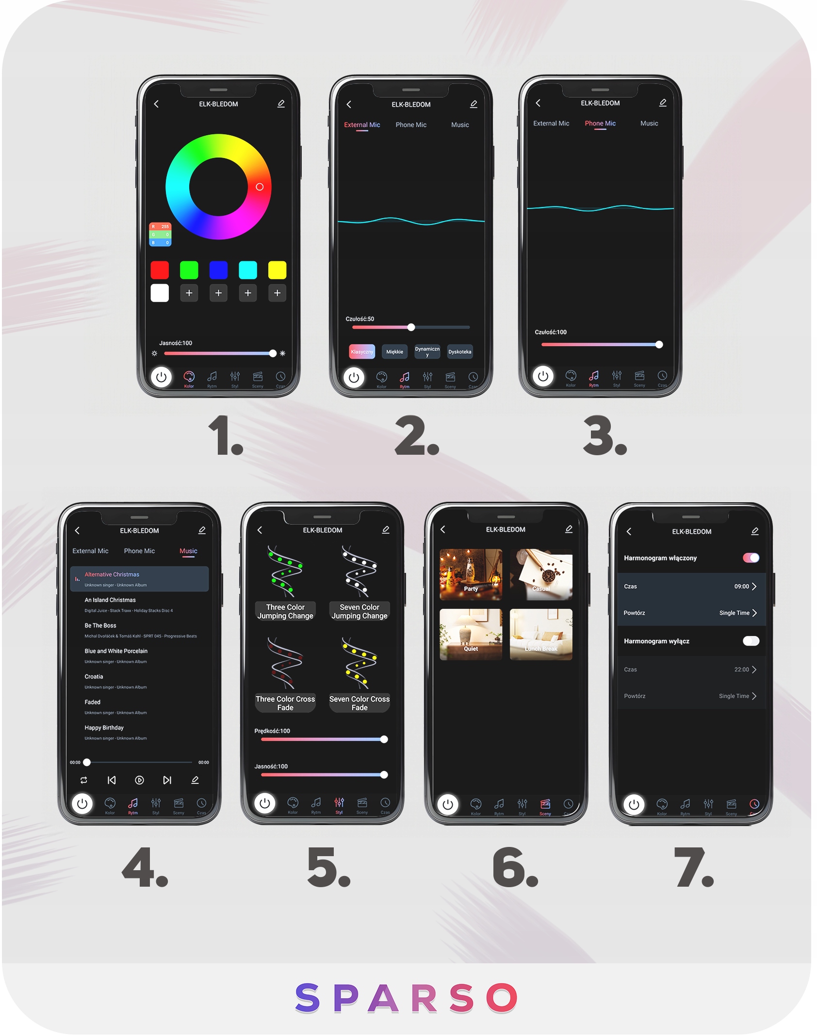 Taśma LED 15M RGB 5050 LEDY APLIKACJA PILOT ZESTAW Długość 15 m