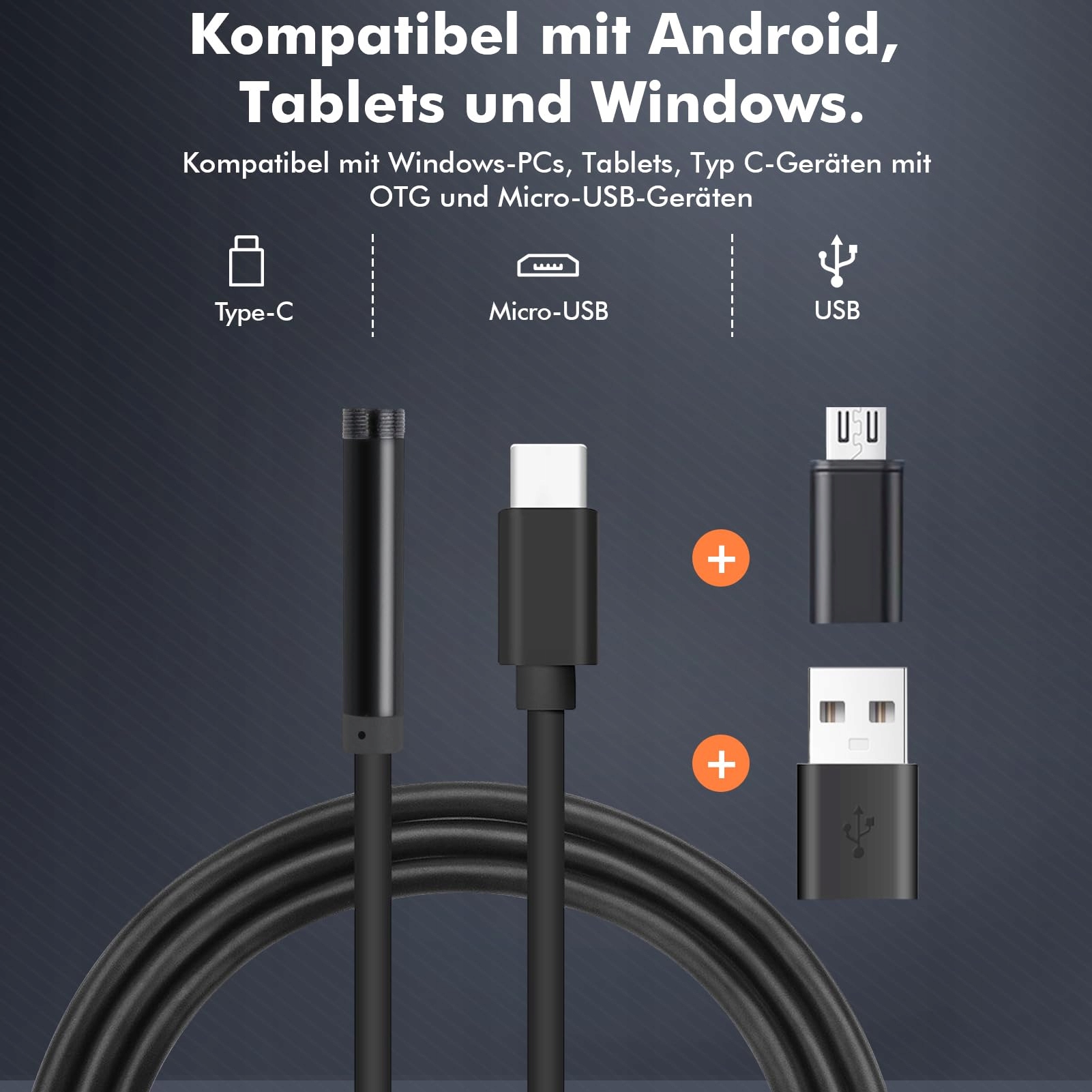 ENDOSKOPKAMERA Inspekcyjna Kamera 10m Kabel Typ-C USB IP67 LED — miniatura 3