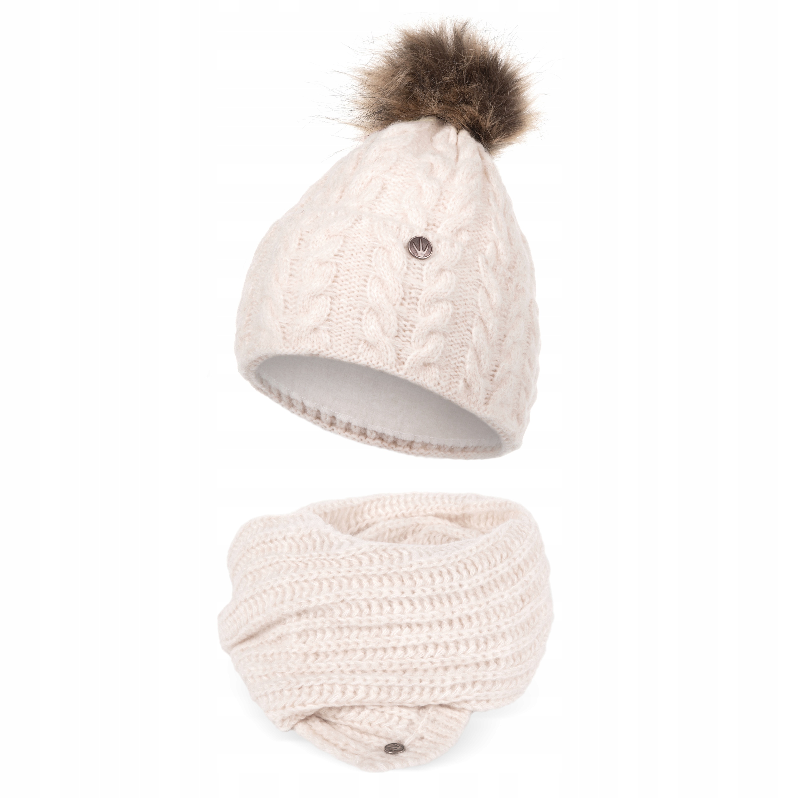 Set Čepice S Bambulí A Fleecem Dlouhý Šátek, Teplý Komplet