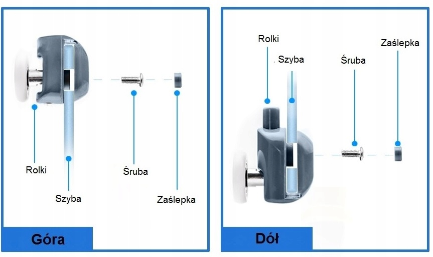 KOMPLET 8 ROLEK do Kabiny prysznicowej + GRATIS Średnica 25 mm