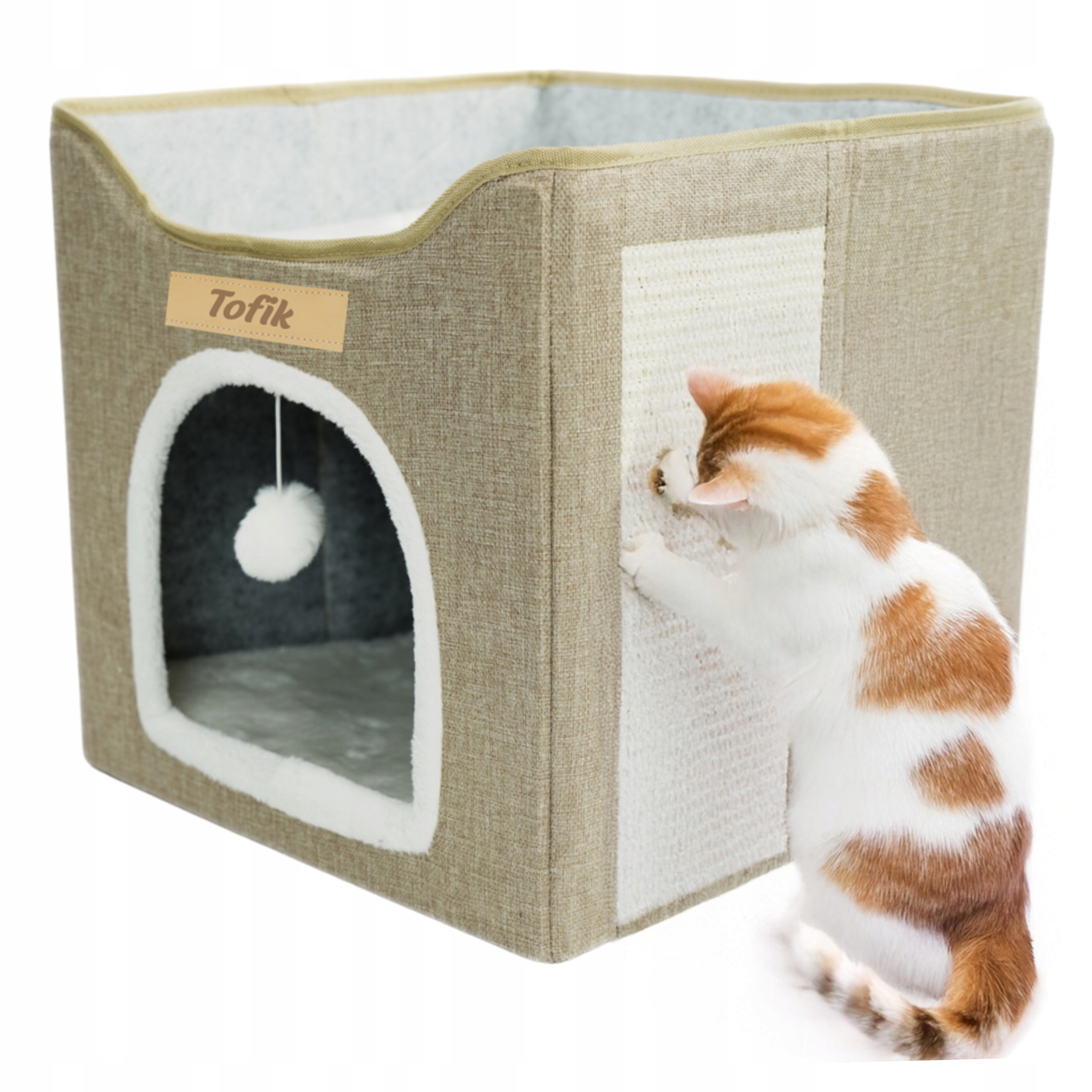 Levně Domeček pelíšek pro kočky s gravírováním Budka potah pelíšek bouda Pohodlná