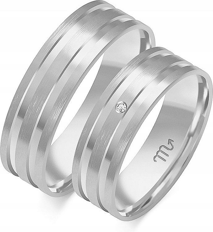 Zlatý moderní bílý snubní prsten 14K 585 r. 29 30 31 pro nevěstu