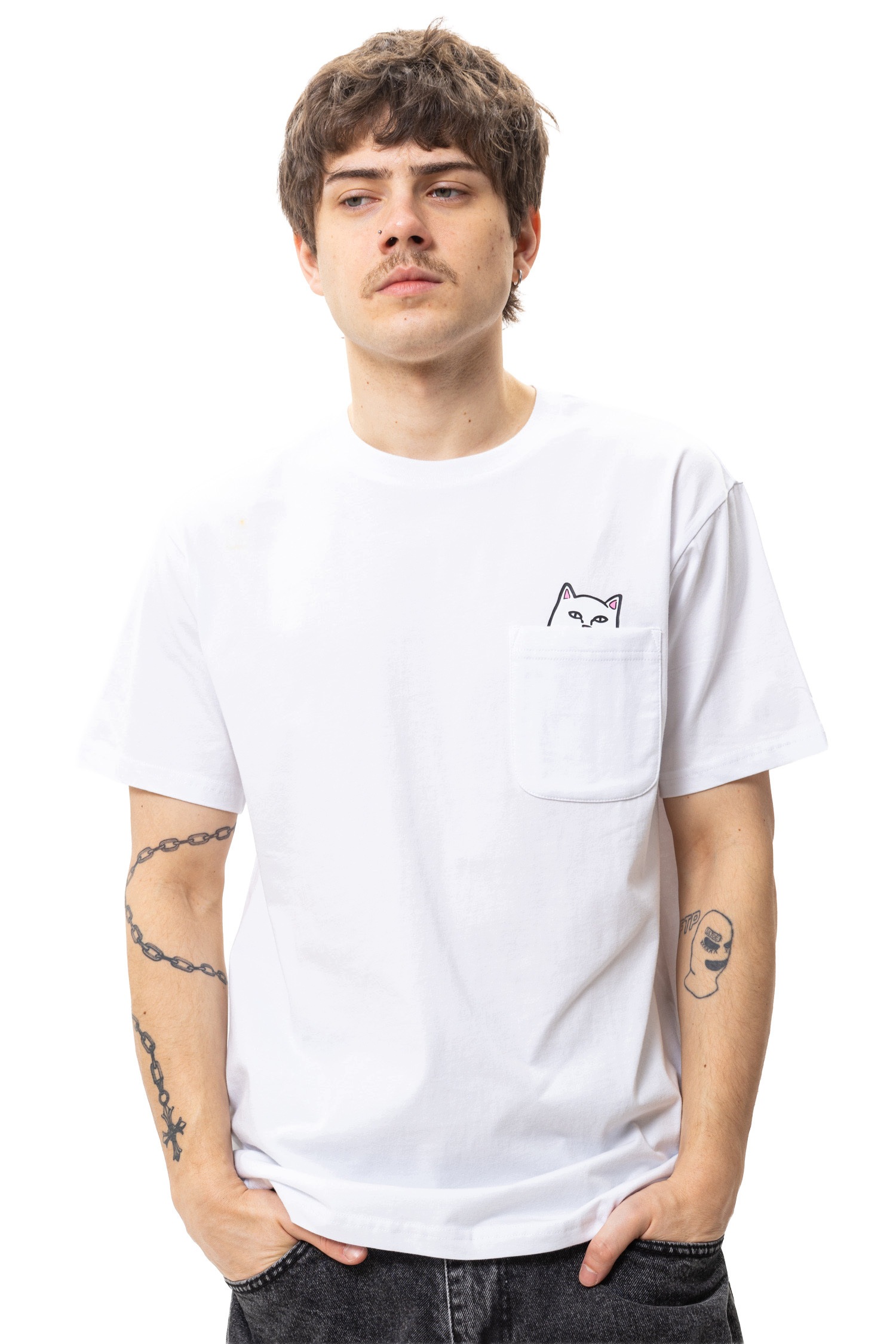 Ripndip Tričko Lord Nermal Pocket S bílé