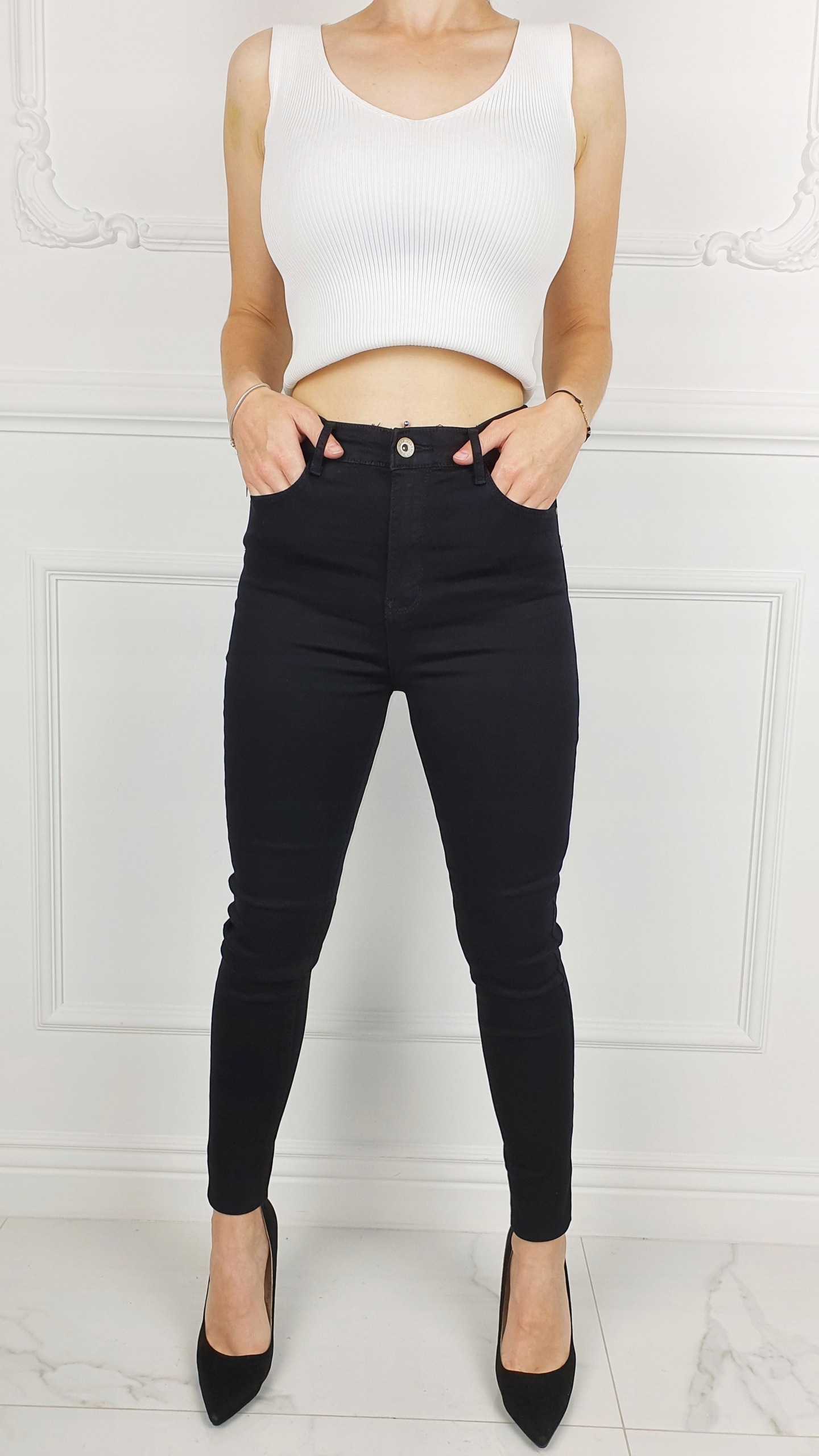 # DAMSKIE SPODNIE JEANSOWE WYSZCZUPLAJĄCE KOLORY # Długość nogawki długa