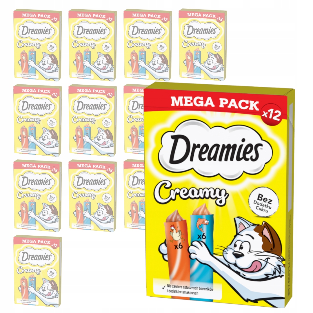 Dreamies Creamy 14x120g Krémová Pamlsek Pro Kočky s kuřecím masem a lososem