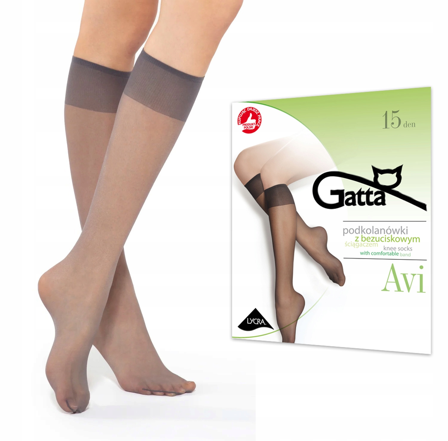 

Podkolanówki Lycra 2 Pary Gatta Avi 15DEN Grafit