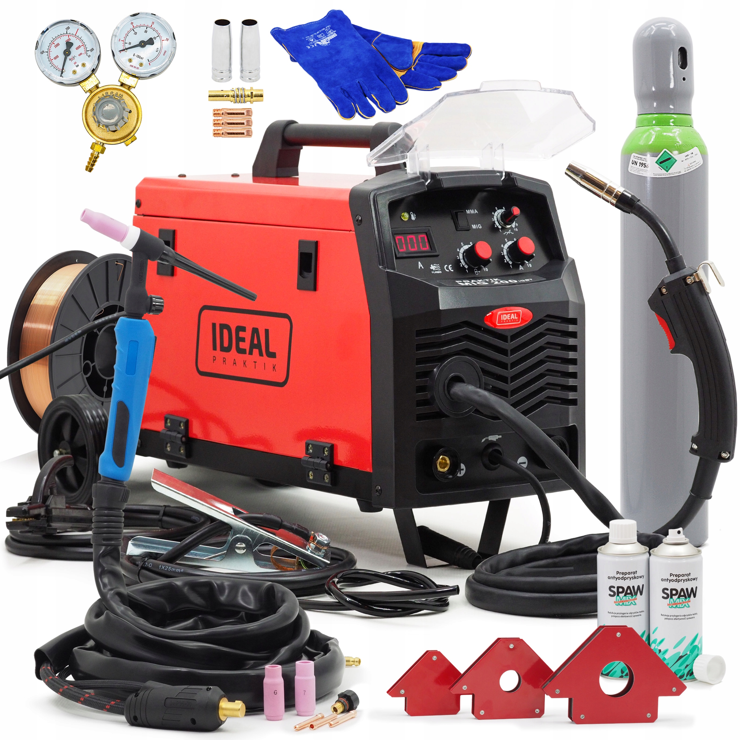Svařovací sada Praktik Mig 200 Igbt 200A Držák Tig Dráty Reduktor