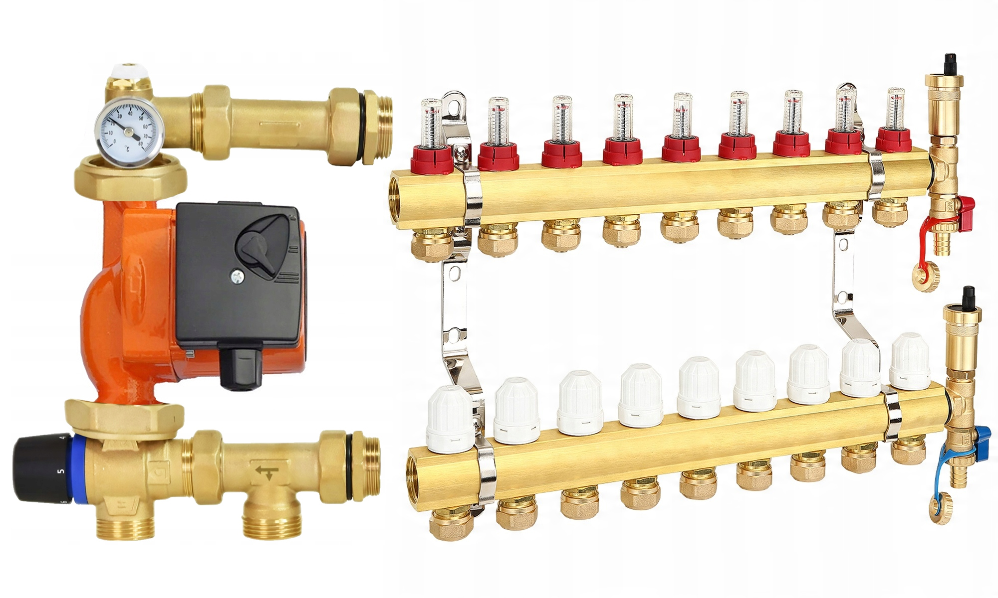 Rozdělovač 9 Okruhů Podlahového Vytápění Pro Podlahovou Skupinu Čerpadel