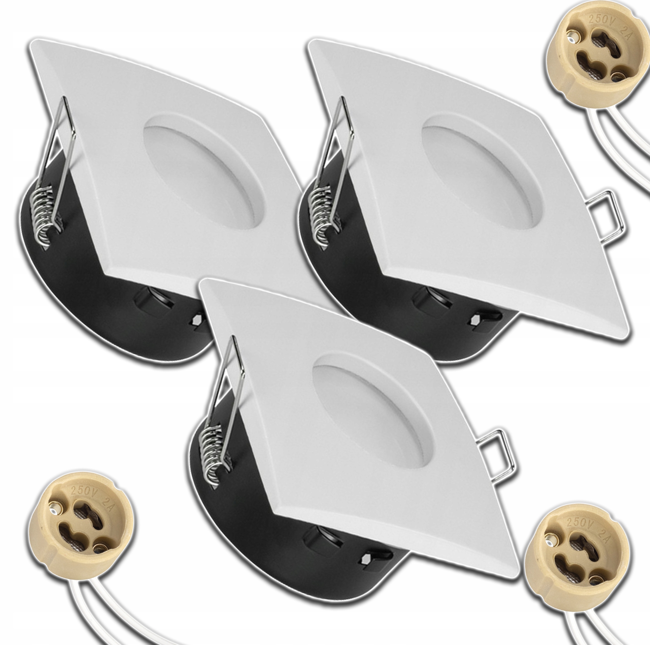 3x Bílé Zapuštěné Stropní Svítidlo Do Podbití Voděodolné Zásuvka GU10