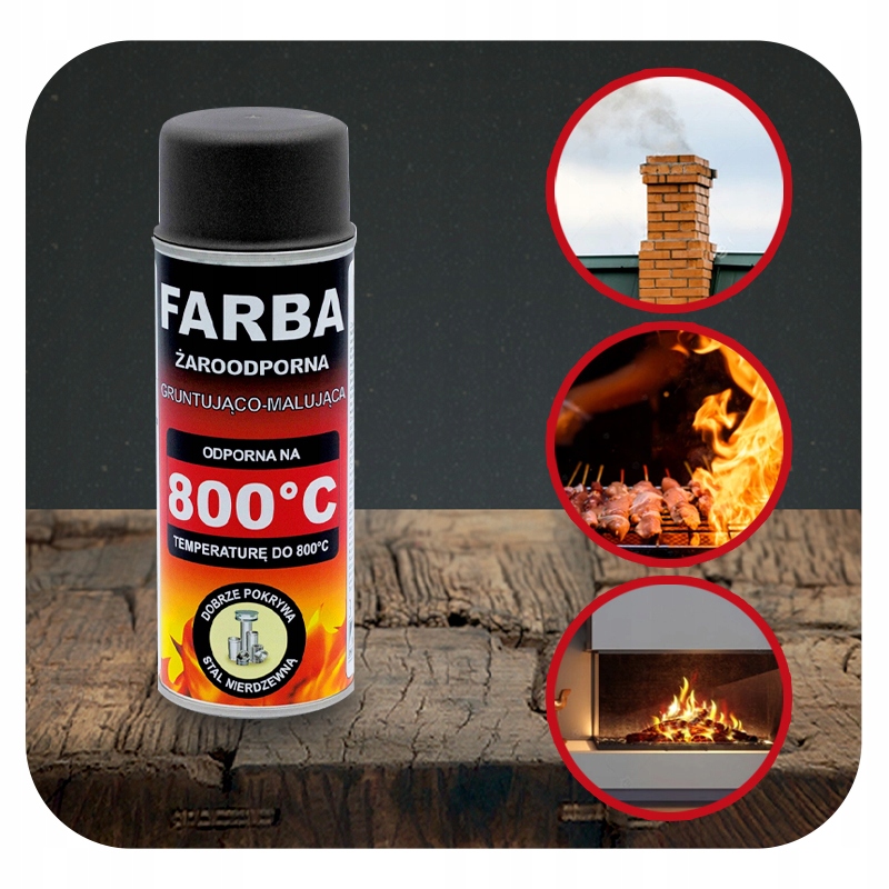 FARBA ŻAROODPORNA SPRAY DO KOMINKA PIECA 400 ML HANSA SZARO-BRĄZOWY 800°C Marka Hansa
