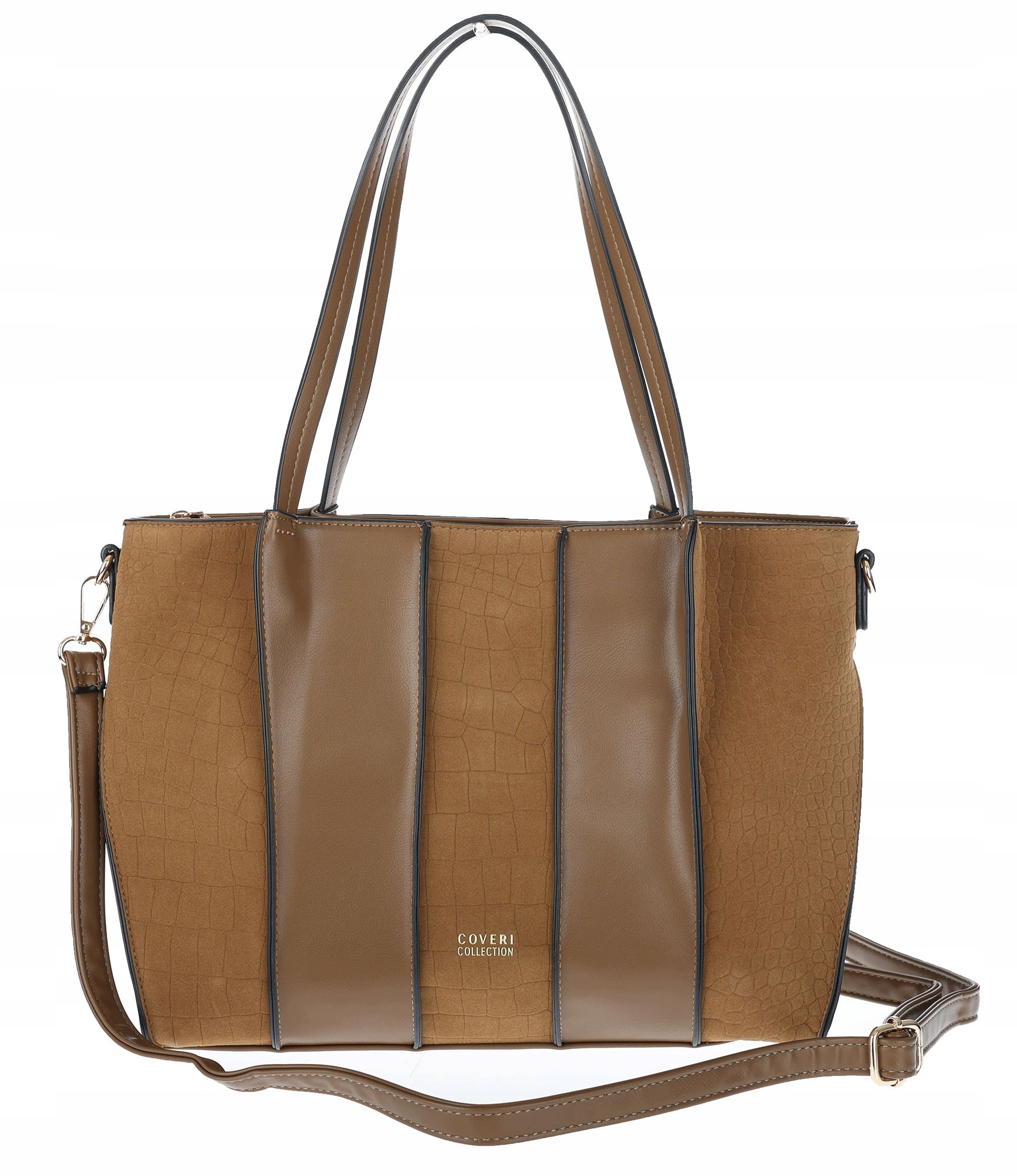 Dámská shopper kabelka semišová prostorná A4 taška přes rameno CC891 Taupe