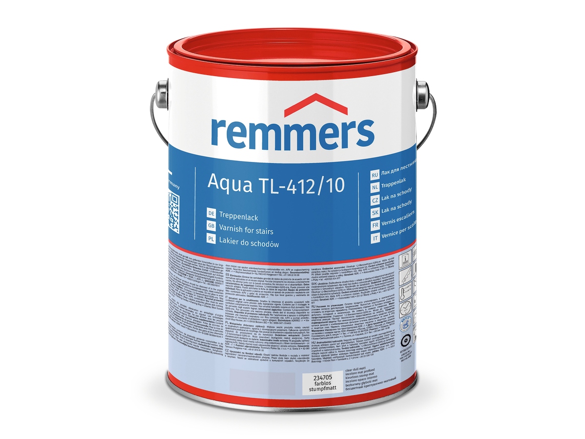 Remmers lak na schody, nábytkové dosky, čelá stolov – Lesklý Hodvábny 5L