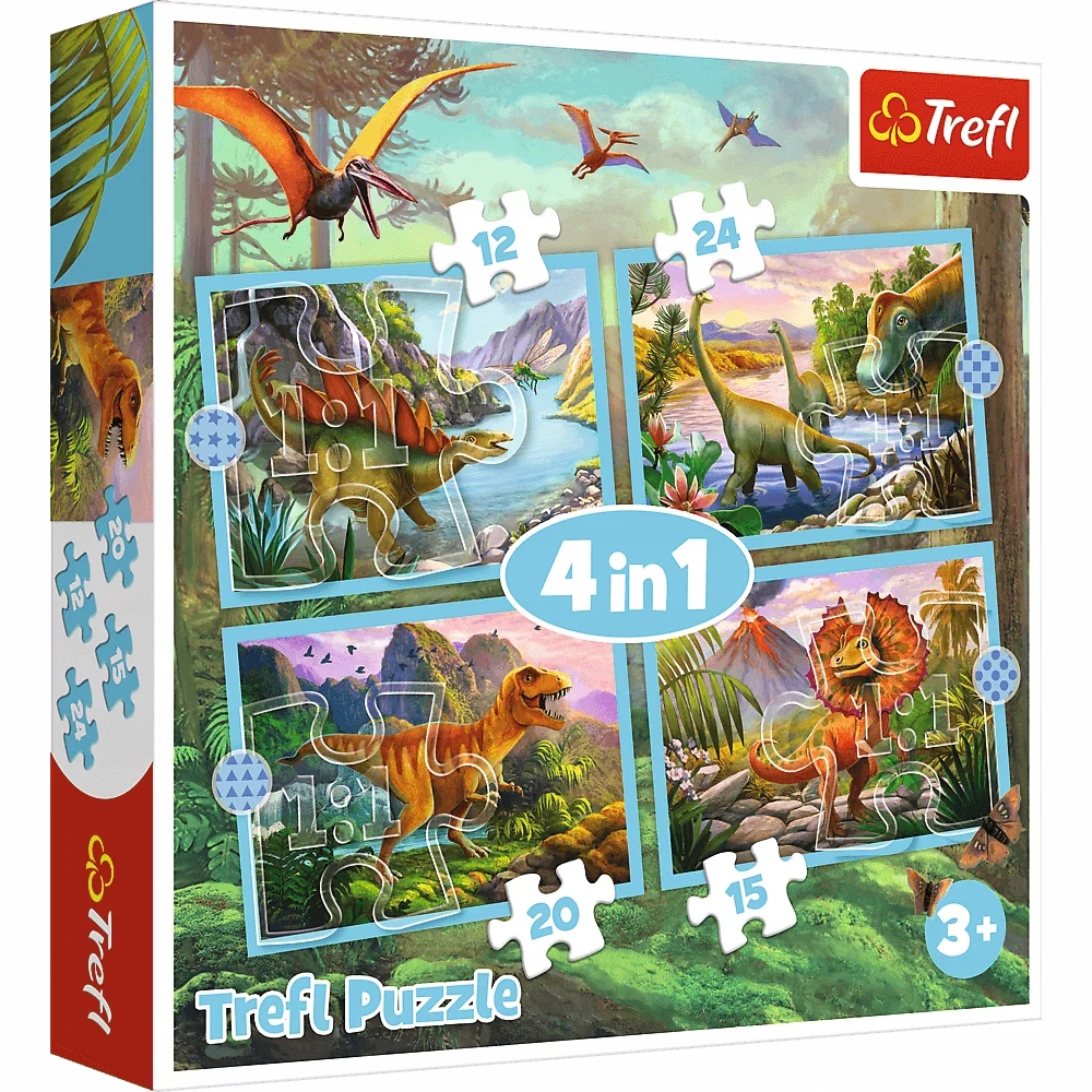 

Puzzle 4 W 1 Wyjątkowe Dinozaury 4 układanki