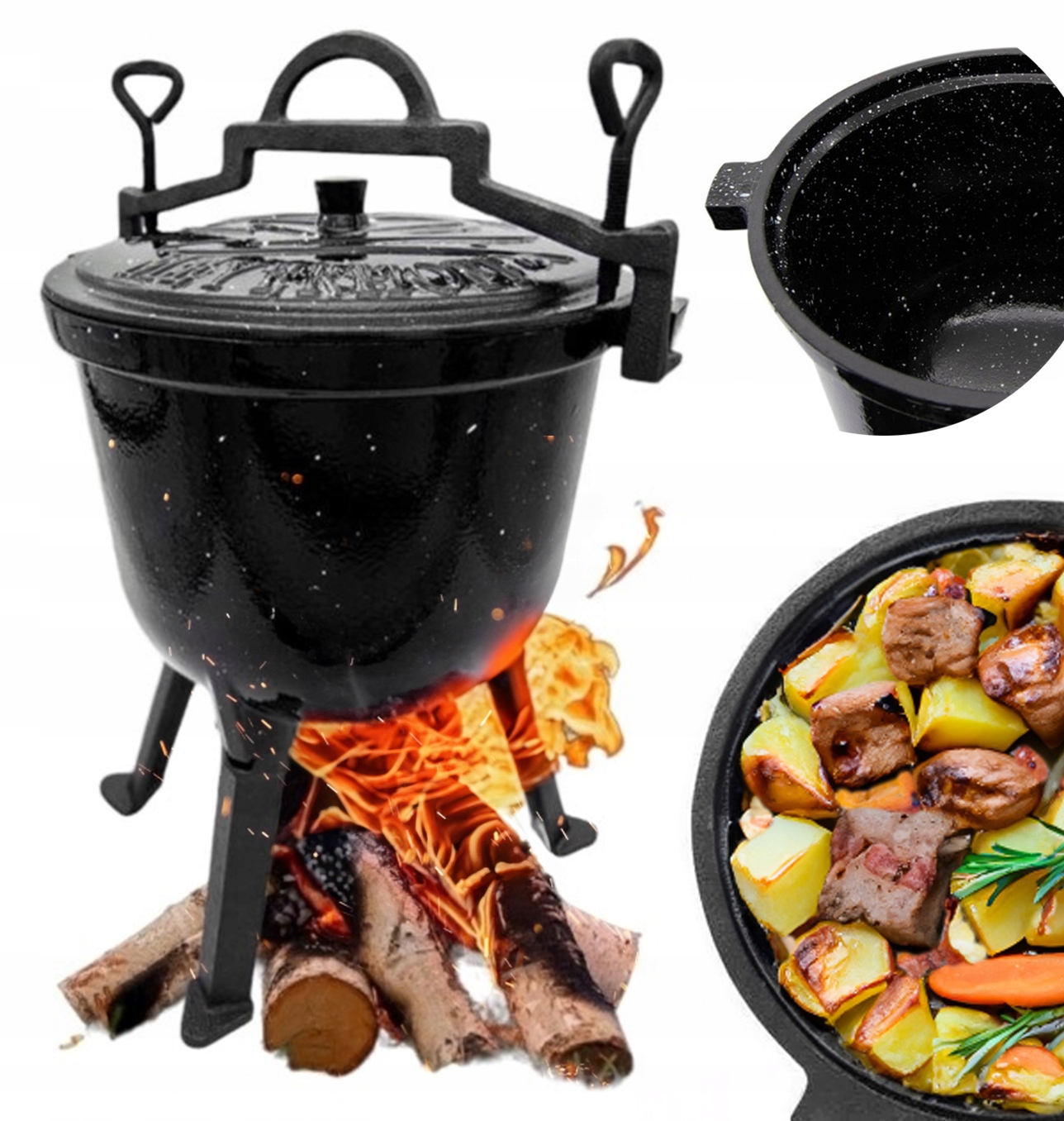 KOCIOŁEK EMALIA STOJĄCY MEYERHOFF 10L PIECZONKI PRAŻONKI DUSZONKI PRAŻUCHY