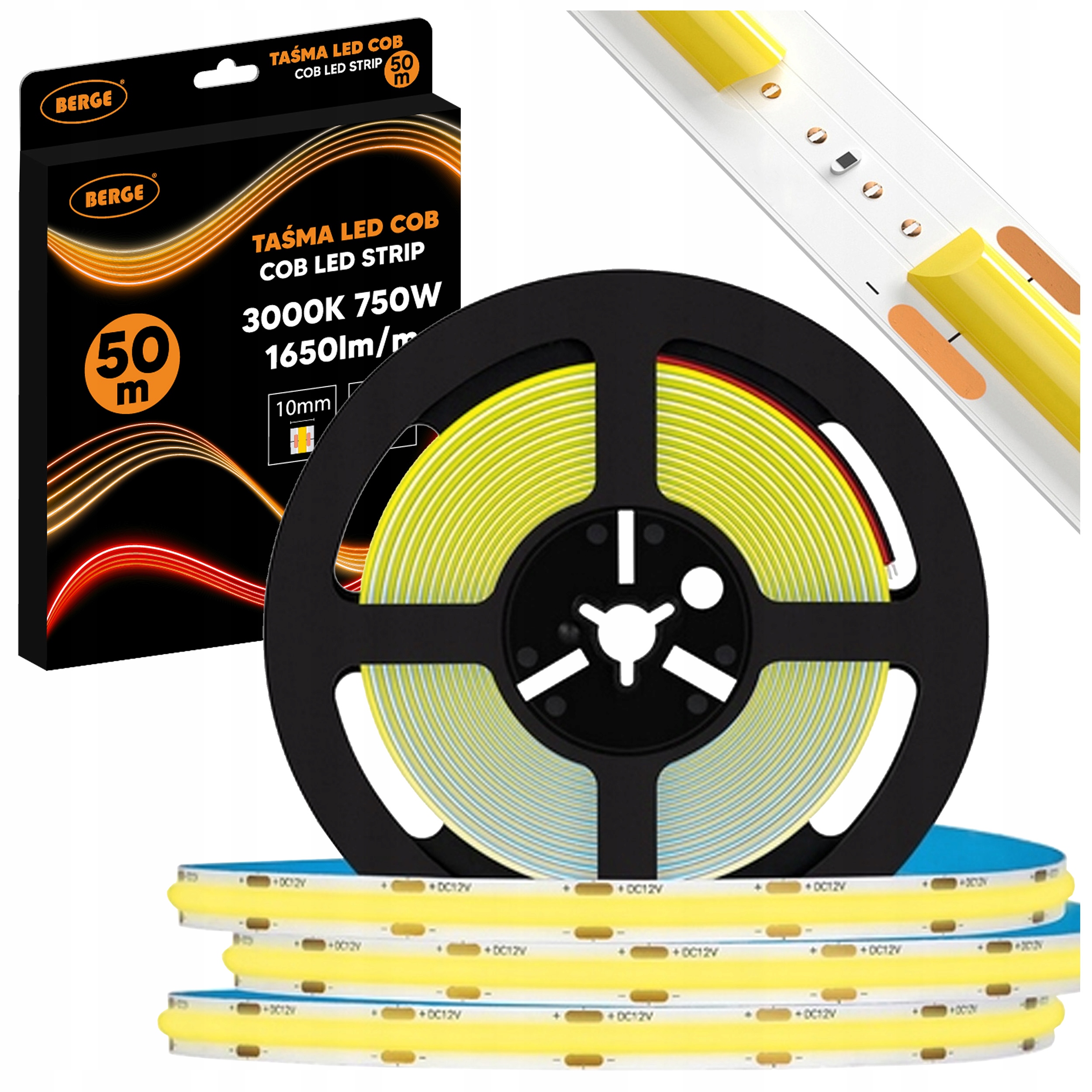 Led pásik 12V Cob 50 m 528 diód 15W/m 1650lm/m 3000K Profesionálny Premium