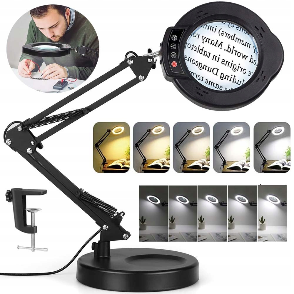 2V1 -10X-LAMPA Kosmetická Led Lupa Dermatologická Sklo, 5 Barevných Režimů