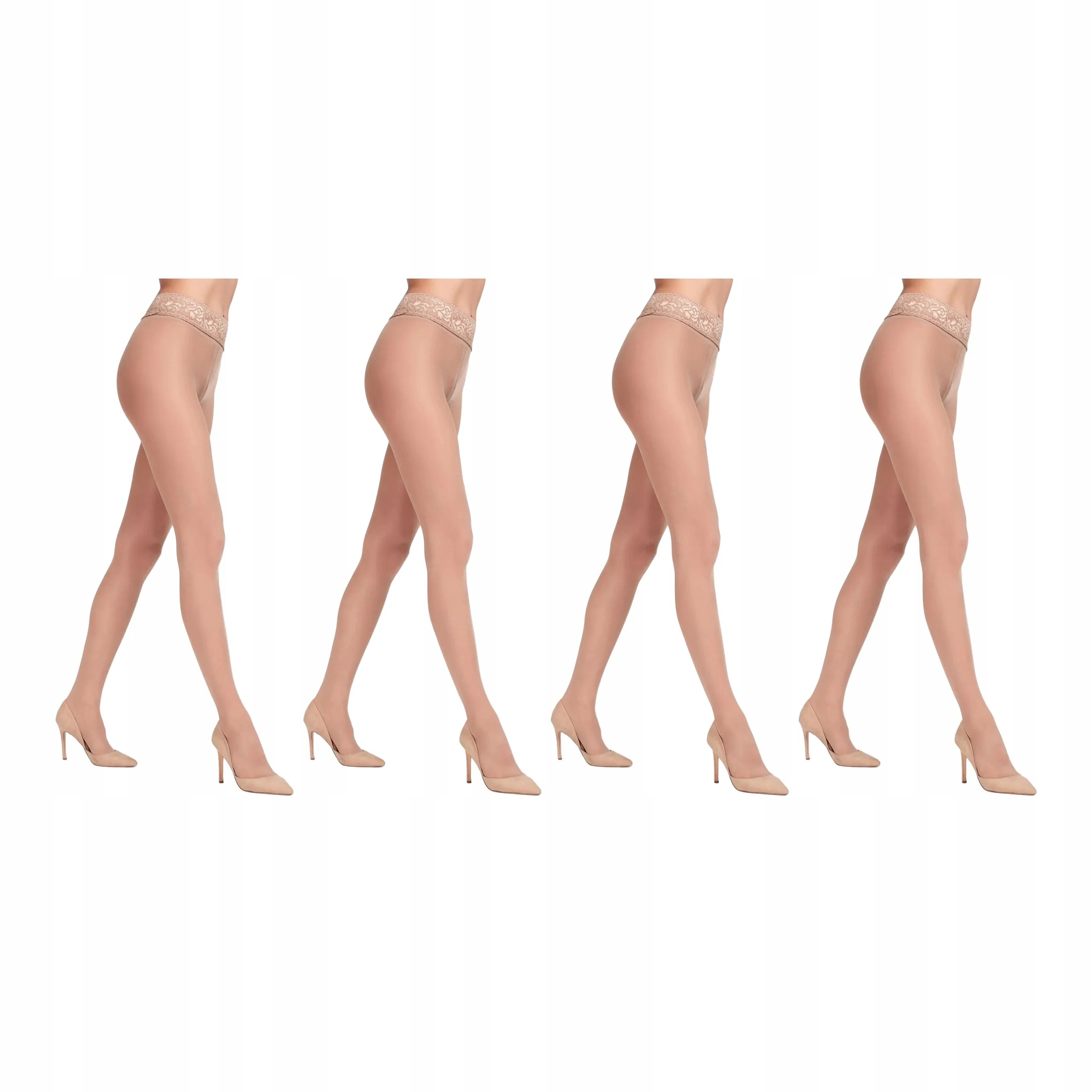4 páry Punčocháče 20 den bez kalhotek 4x Natural 4-L
