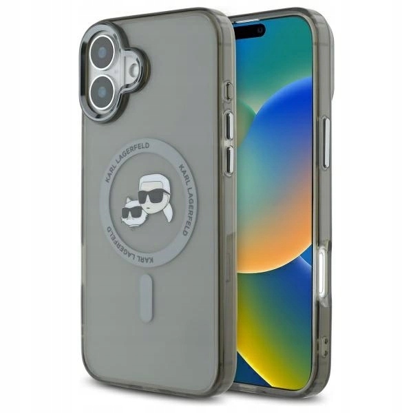 Pouzdro Karl Lagerfeld IML Metal Karl&Choupette Head MagSafe pro iPhone 16 č