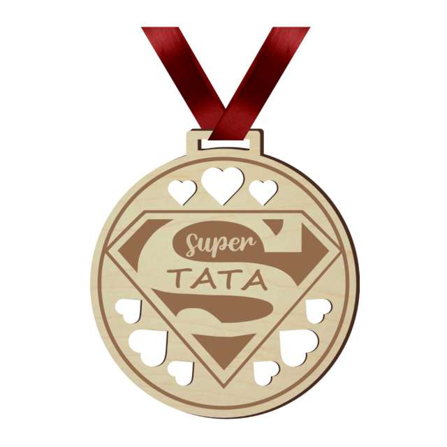 

Medal drewno tata Tasiemka dzień Ojca