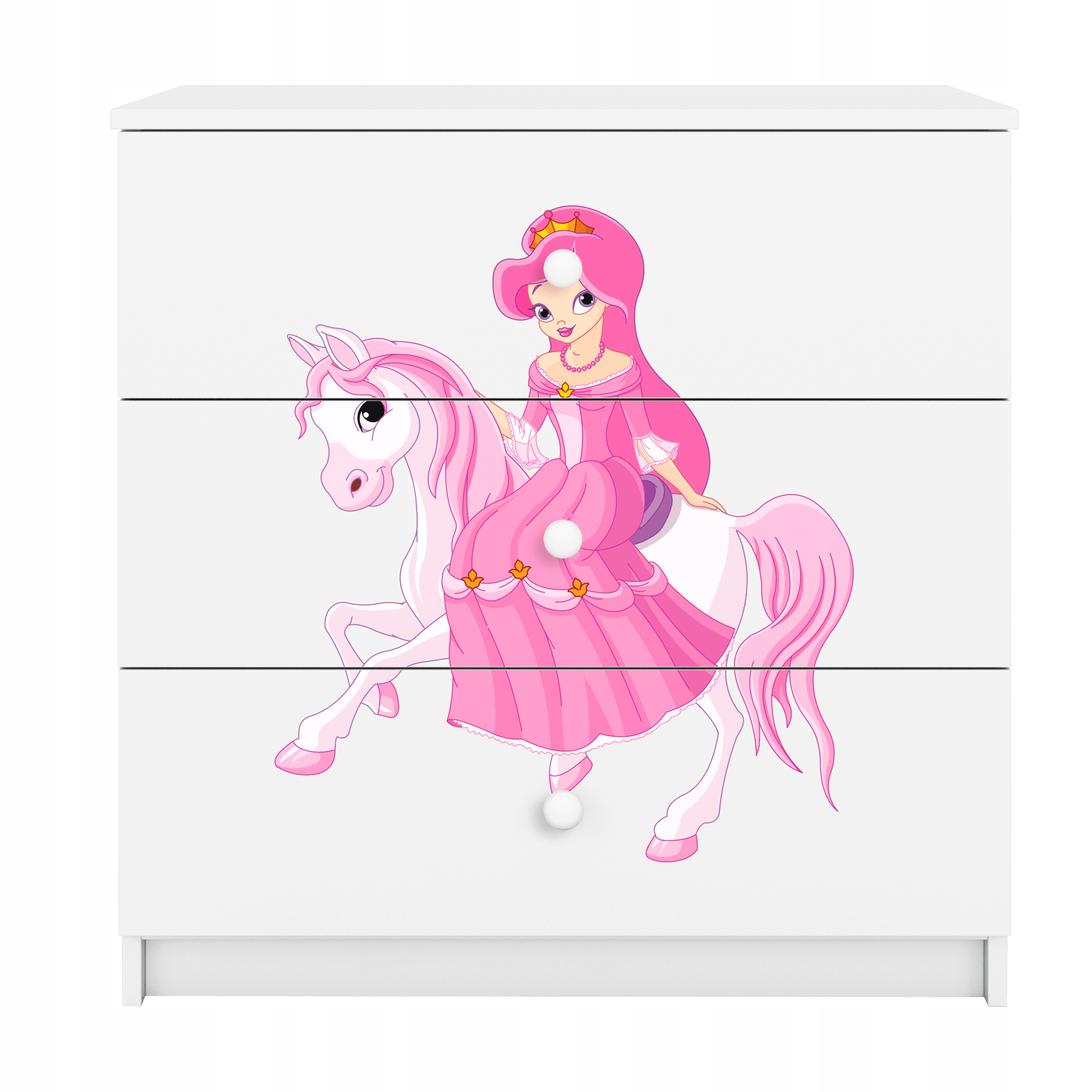 Komoda Babydreams grafika princezna na koni bílá 80 cm