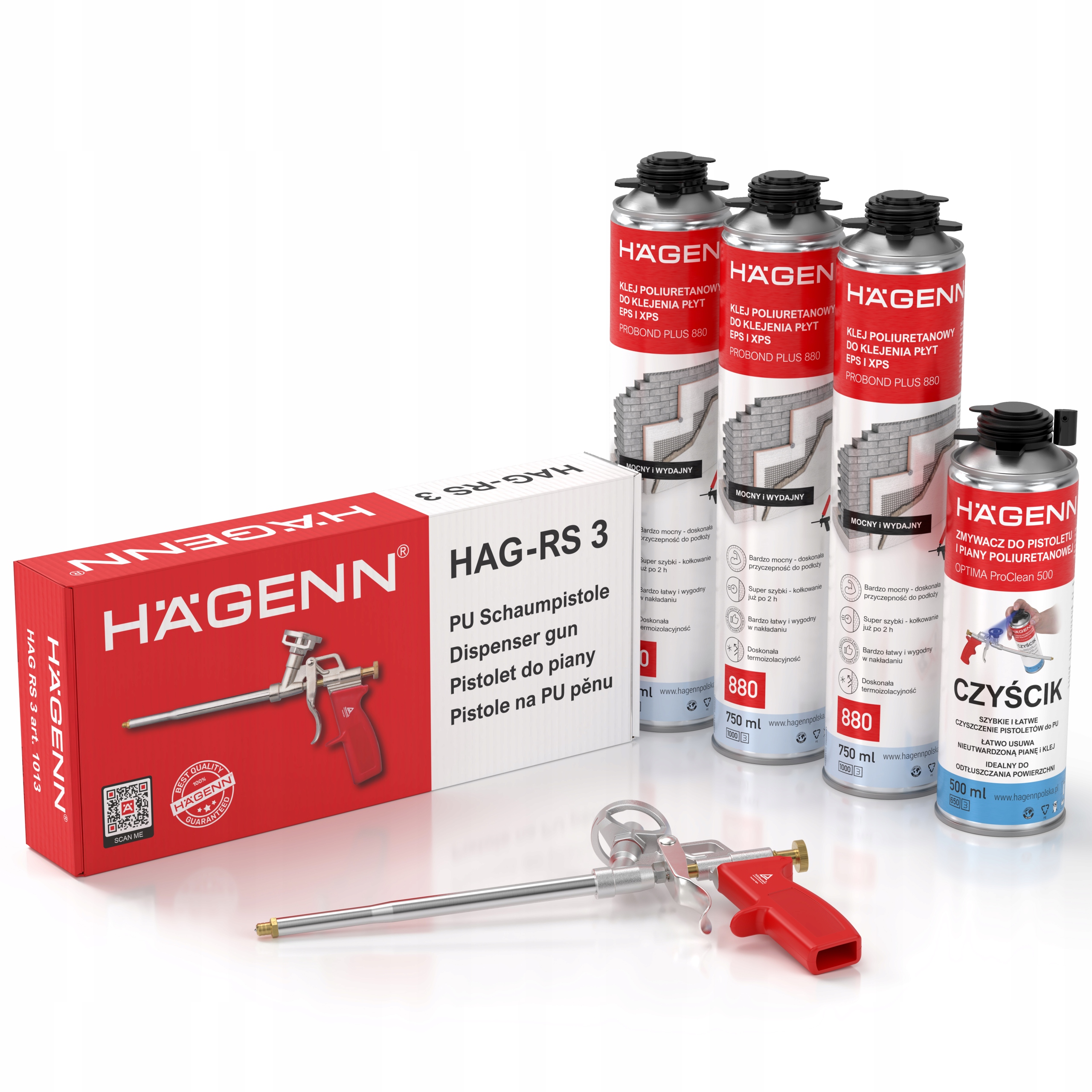 Sada Pěnové lepidlo na polystyren Eps Xps Pěna Hagenn 880 Silný Výkonný