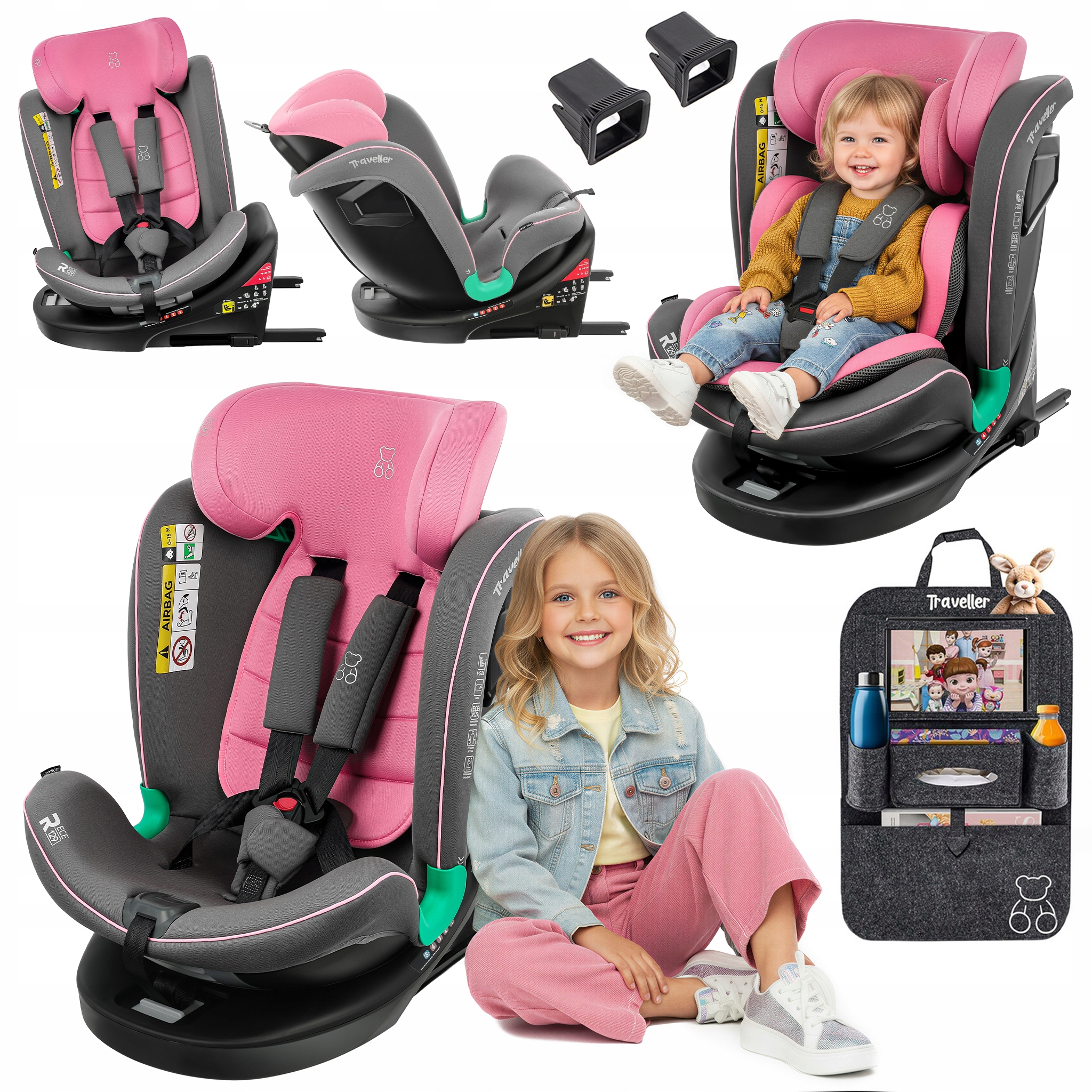 Fotelik Samochodowy Obrotowy 360° 40-150 CM i-Size R129 Organizer Isofix