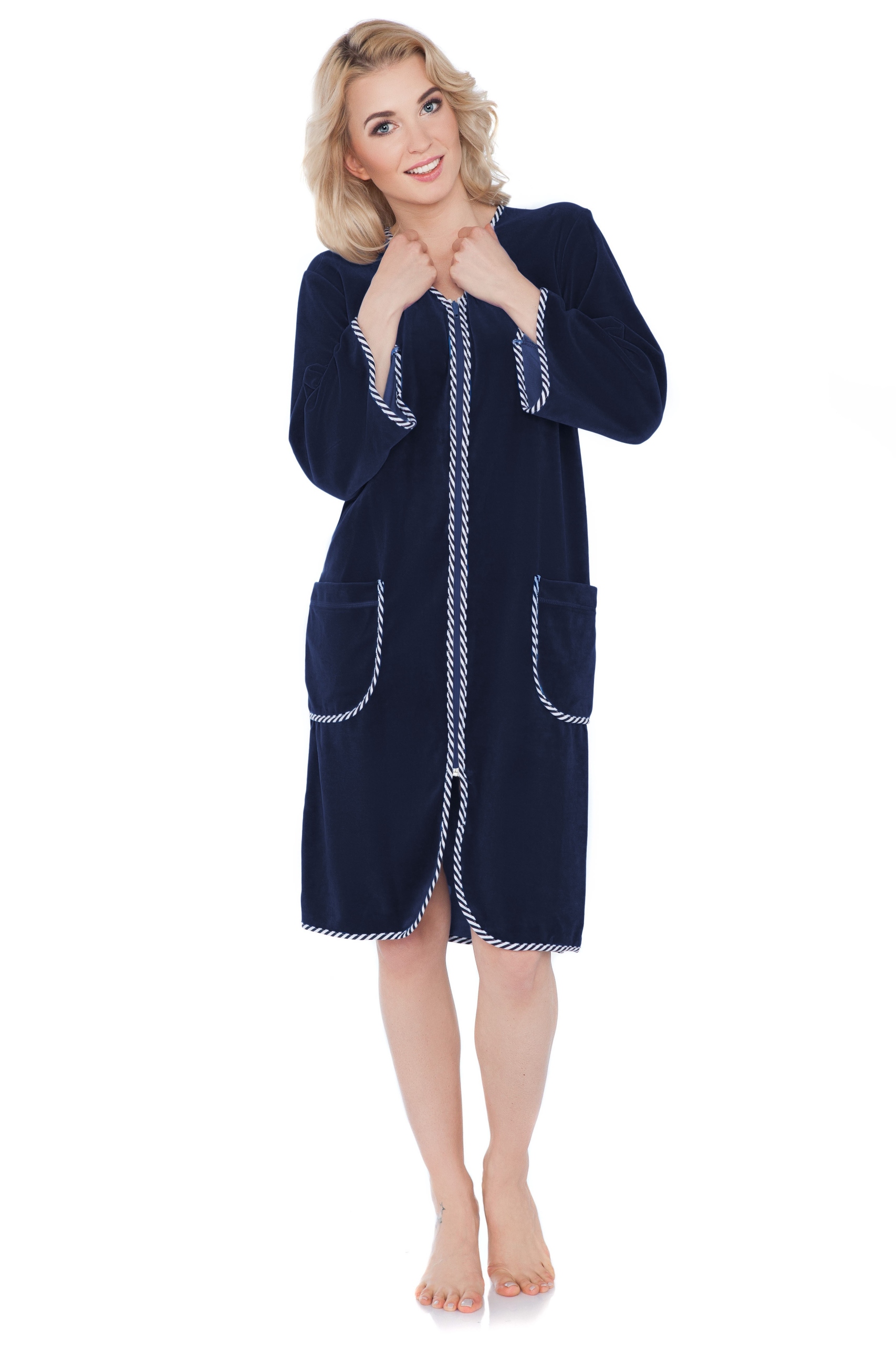 Dámský sametový župan Kuba Námořnická Modrá 6XL