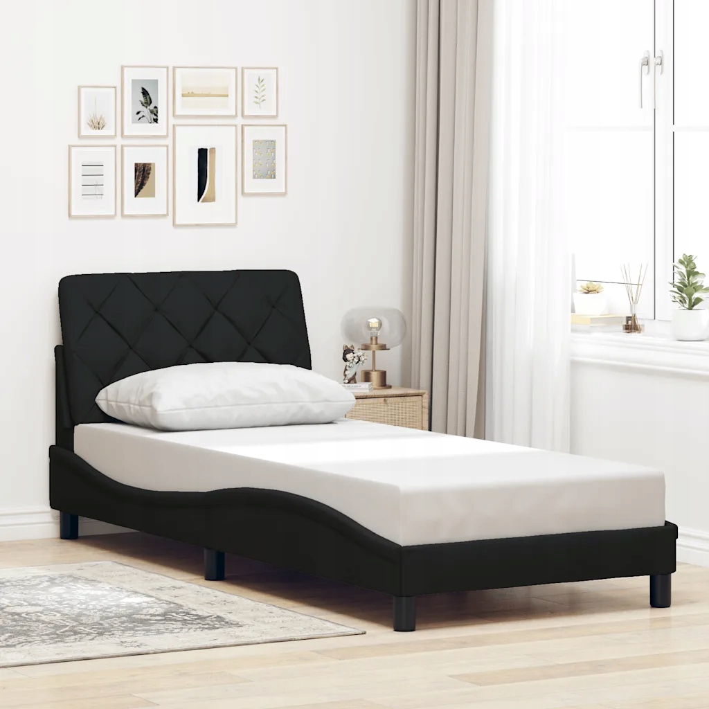Rám postele bez matrací černá 90x200 cm textil Černý 3310575