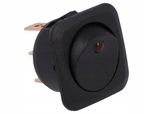 Przełącznik 10A 12VDC czarny bistabilny z Led On-off 1-tor 3-pin
