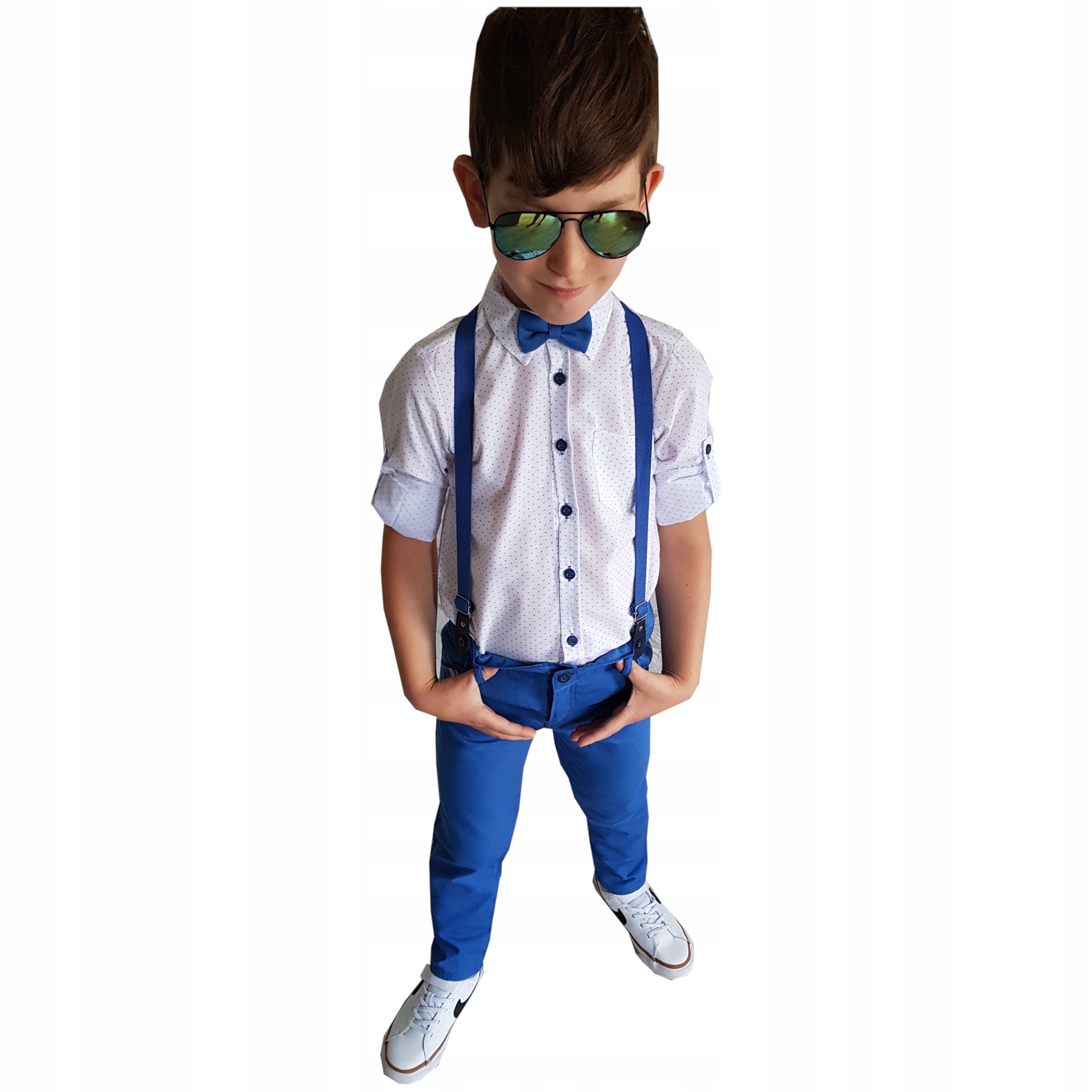 Komplet elegancki 4 części niebieski 86